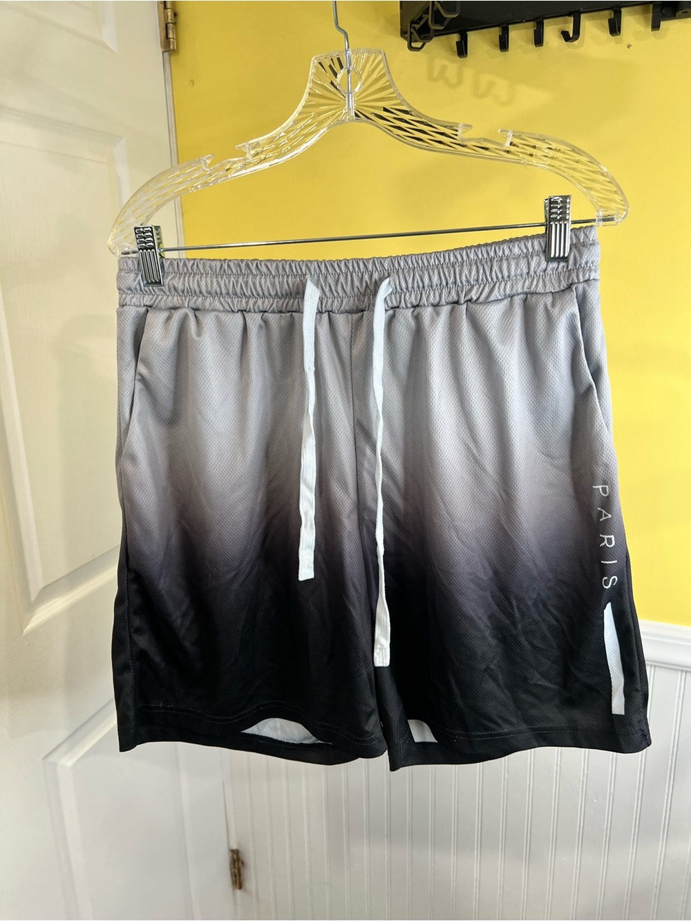 Men's Ombre Athletic Shorts - Gray to Black, Paris